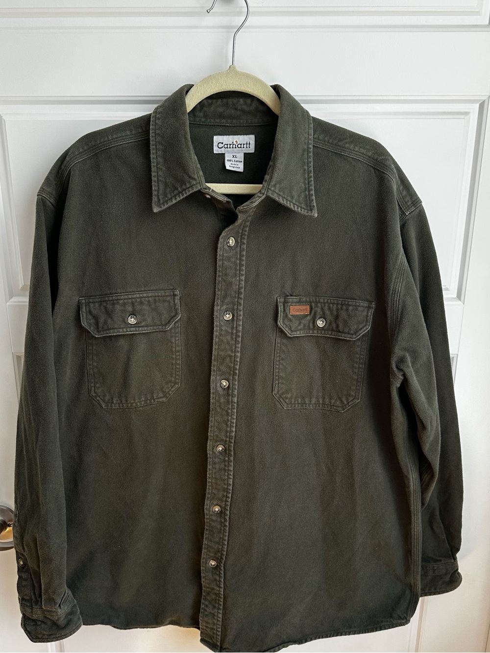 Vintage Carhartt Heavyweight Solid-Flannel Work Shirt Size XL